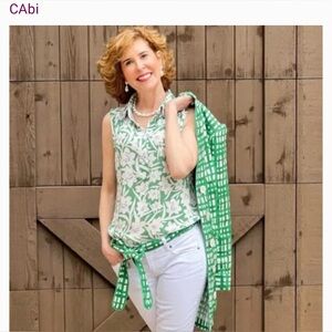 CAbi Green bloom blouse